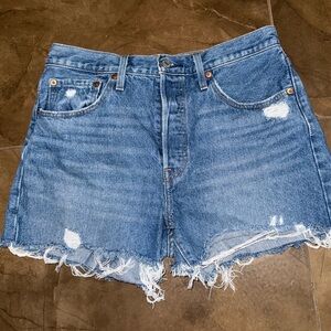 Levi's Blue Distressed Jean Shorts